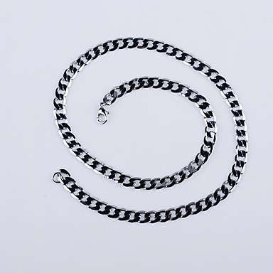 Mens Single Link Silver Plated Neck Chain
